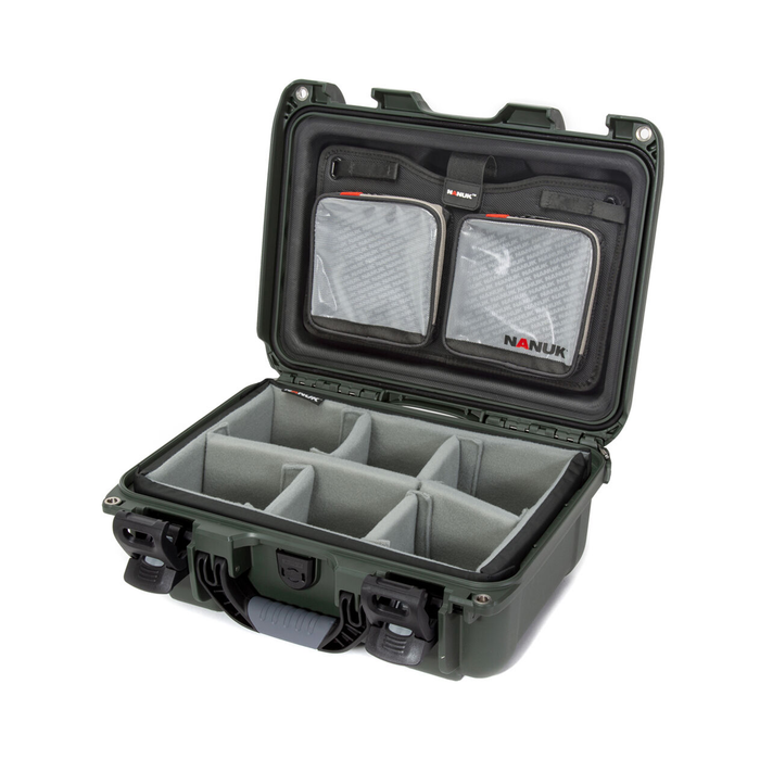 Nanuk 915 Pro Photo Waterproof Hard Case Kit with Padded Divider Insert and Lid Organizer - Olive