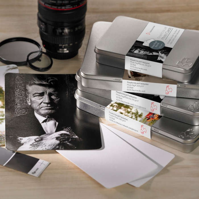 Hahnemühle FineArt Baryta Glossy FineArt Photo Cards in Tin Box, 325, 4" x 6" - 30 Cards