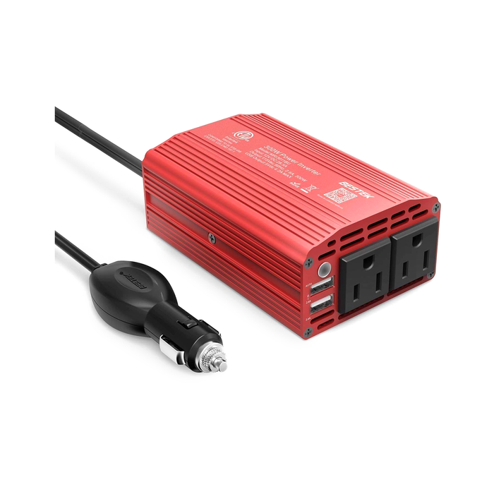 Bestek 300W Power Inverter DC 12V to 110V AC Car Inverter with 4.2A Dual USB Charging Ports Car Adapter