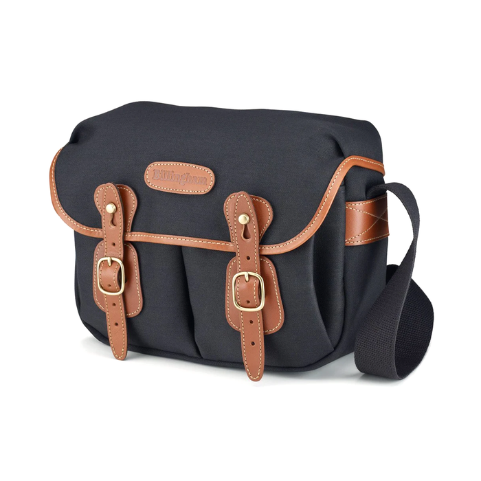 Billingham Hadley Small Shoulder Bag, 3.5L - Black Canvas / Tan Leather (Olive Lining)
