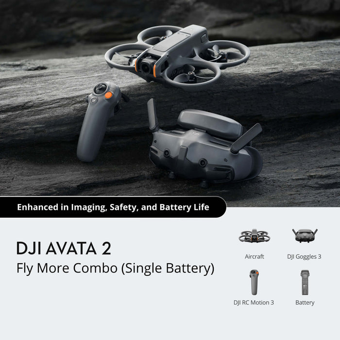 DJI Avata 2 FPV Drone - Fly More Combo, Single Battery