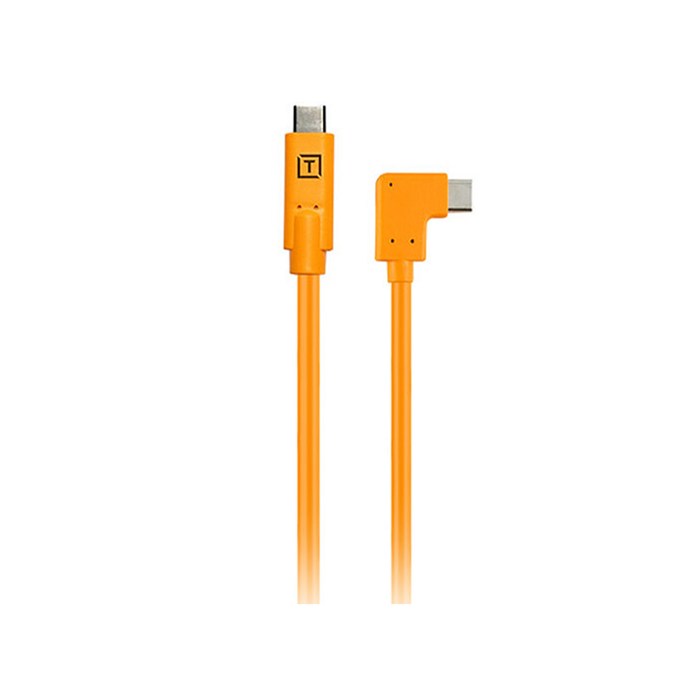 Tether Tools TetherPro USB-C to Right Angle USB-C Pigtail Cable, 20" (50cm) - High-Visibility Orange
