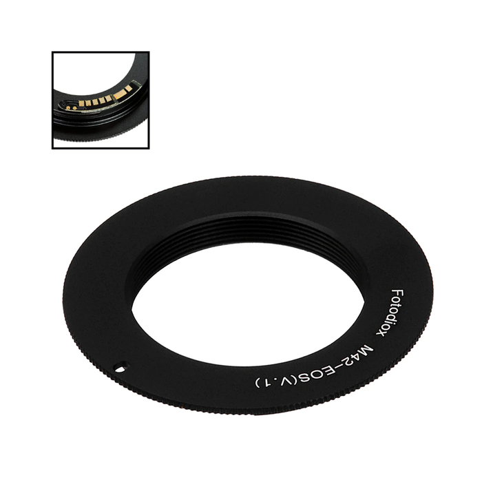 FotodioX M42 Screw Mount SLR Lens to Canon EOS (EF or EF-S Mount) SLR Camera Body Lens Mount Adapter with Generation v10 Focus Confirmation Chip