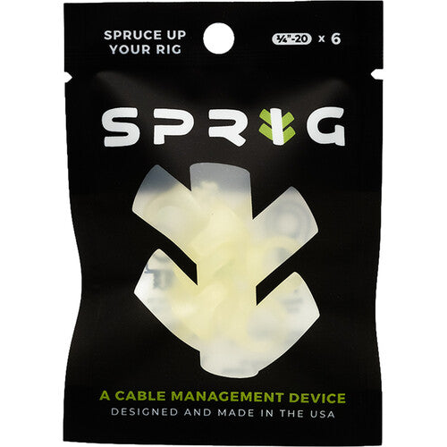 Sprig Cable Management Device for 1/4”-20 Threaded Holes, 6 Pack - Glow in The Dark