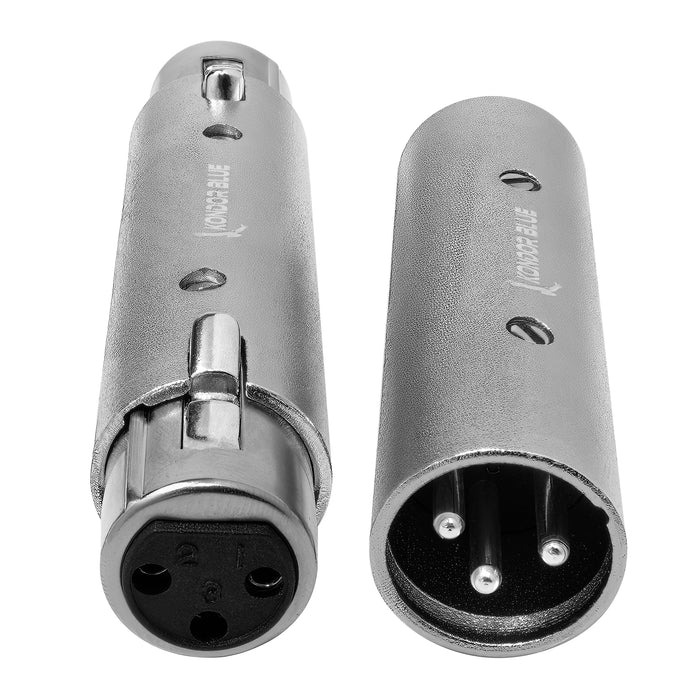 Kondor Blue 3-Pin XLR Adapter Set, Male to Male & Female to Female Adapters (2-Pack)