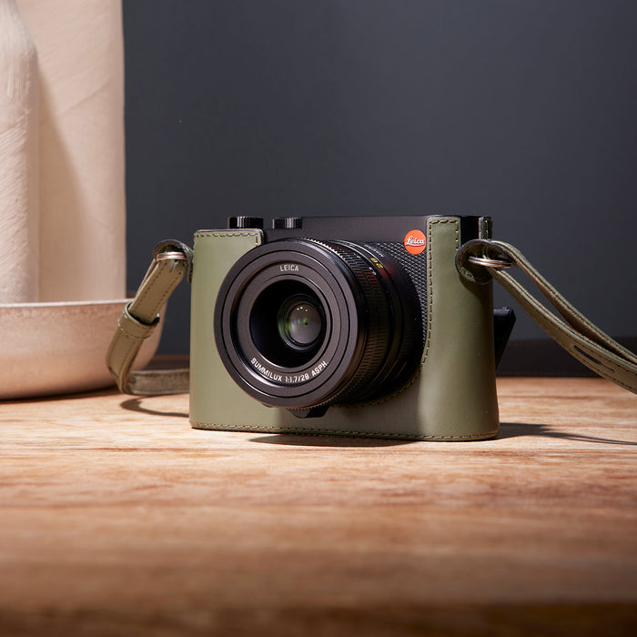 Leica Leather Half Case for Q3 Camera - Olive Green