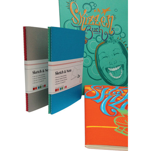 Hahnemühle Sketch & Note Booklet Bundle, Delphinium and Menthe Covers, A5, - 20 Sheets Each