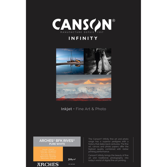 Canson Infinity Arches BFK Rives Pure White Photo Paper, 11 x 17" - 25 Sheets
