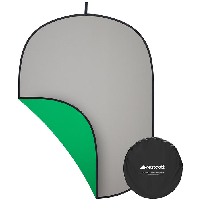Westcott Collapsible 2-in-1 Gray & Green Screen Backdrop - 5' x 6.5'