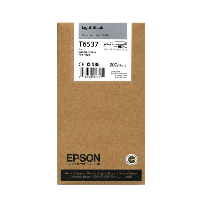 Epson T653700 UltraChrome HDR Light Black Ink Cartridge for Stylus Pro 4900 Printers - 200mL