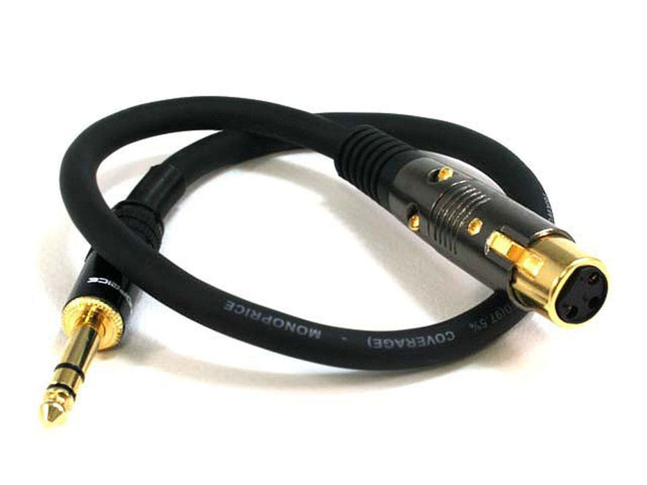 Monoprice 1.5ft Premier Series XLR Female to 1/4in TRS Male Cable, 16AWG (Gold Plated)
