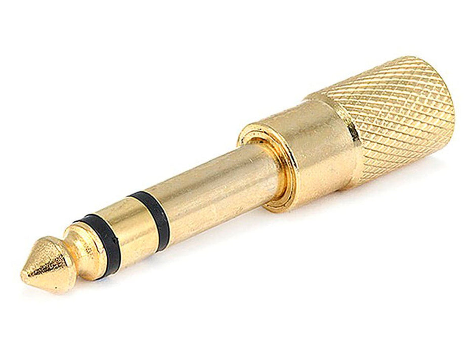 Monoprice Metal 1/4in (6.35mm) TRS Stereo Plug to 3.5mm TRS Stereo Jack Adapter, Gold Plated