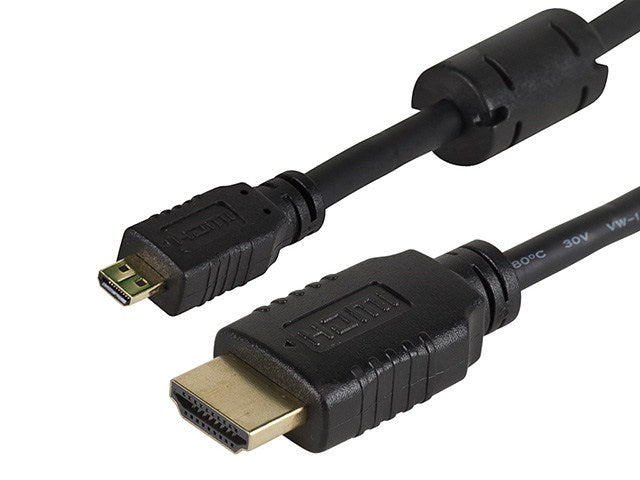 Monoprice Micro-HDMI Ethernet 1.5ft Black Cable 7555