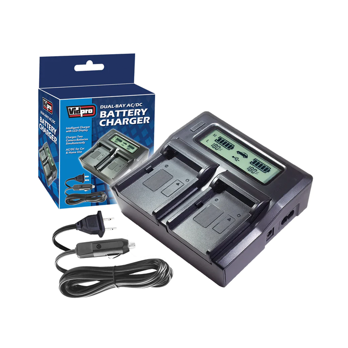 Vidpro DC Professional Series Dual-Bay AC/DC Battery Charger for Fujifilm NP-T125