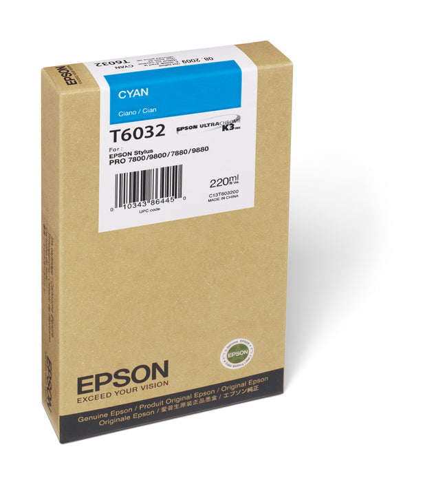Epson Stylus Pro 7800/7880 & 9800/9880 UltraChrome K3 Ink 220ml - Cyan