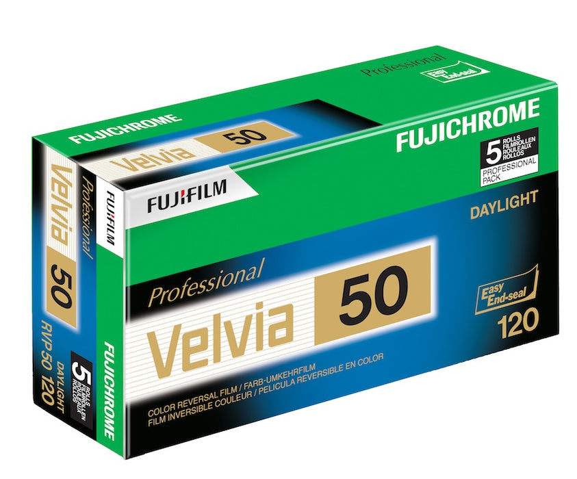 Fujifilm Fujichrome Velvia RVP 50  Professional Color Transparency - 120 film, 5 Pack
