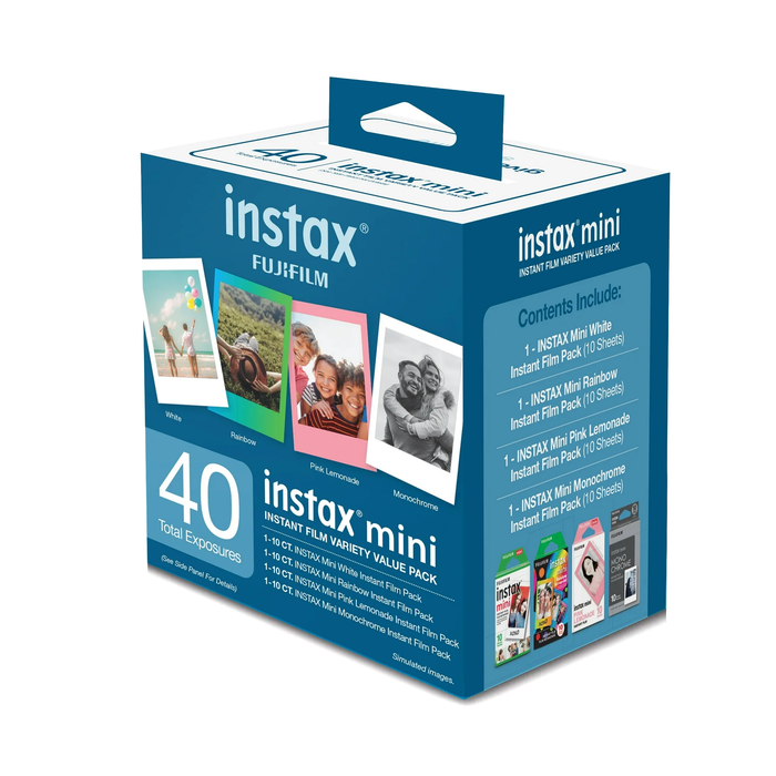 Fujifilm Instax Mini Instant Film Variety Multi-Pack - 40 Exposures (Rainbow, Pink Lemonade, Monochrome)