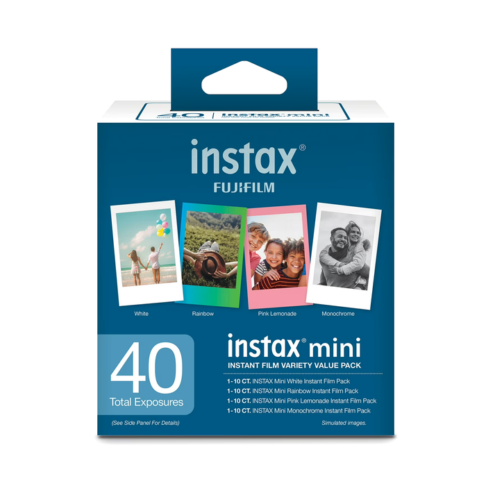 Fujifilm Instax Mini Instant Film Variety Multi-Pack - 40 Exposures (Rainbow, Pink Lemonade, Monochrome)