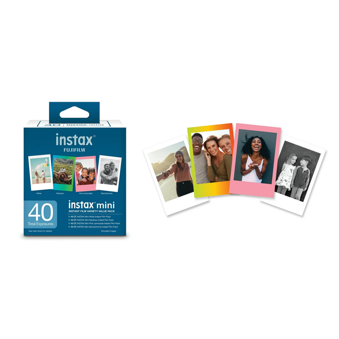 Fujifilm Instax Mini Instant Film Variety Multi-Pack - 40 Exposures (Rainbow, Pink Lemonade, Monochrome)