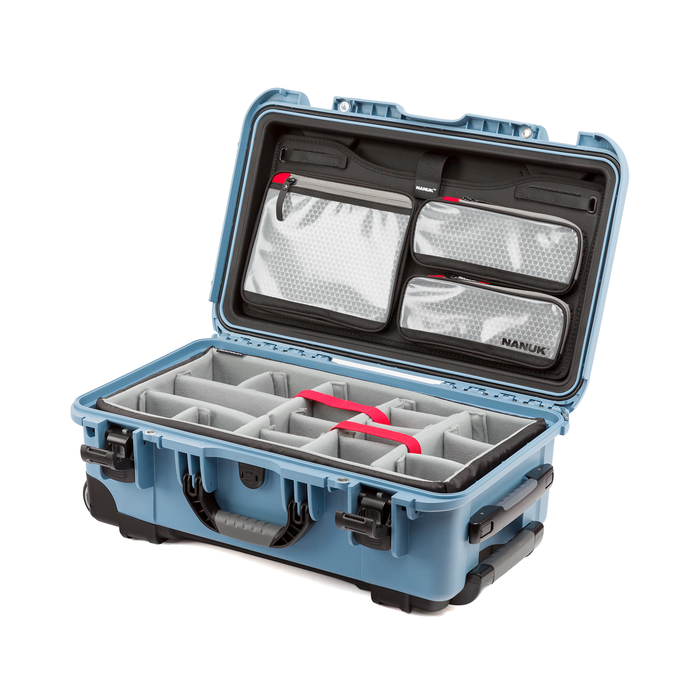 Nanuk 935 Wheeled Pro Photo Kit Protective Case with Padded Dividers & Lid Organizer - Cyan