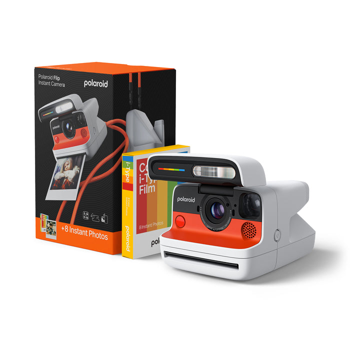 Polaroid Flip Instant Camera & Color Film Bundle (8 Photos) - White