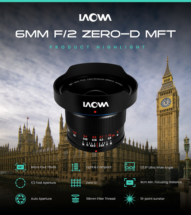 Laowa 6mm f/2 Zero-D Micro Four Thirds Lens