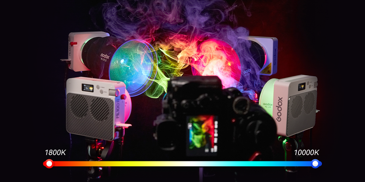 Godox ML100R RGB Portable LED Light Kit (36 Lens & Power Bank Holder)