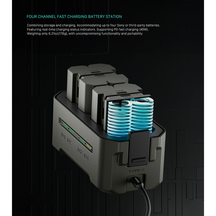 Tilta Portable 4-Bay Charging Station for NP-FZ100 Batteries – Green