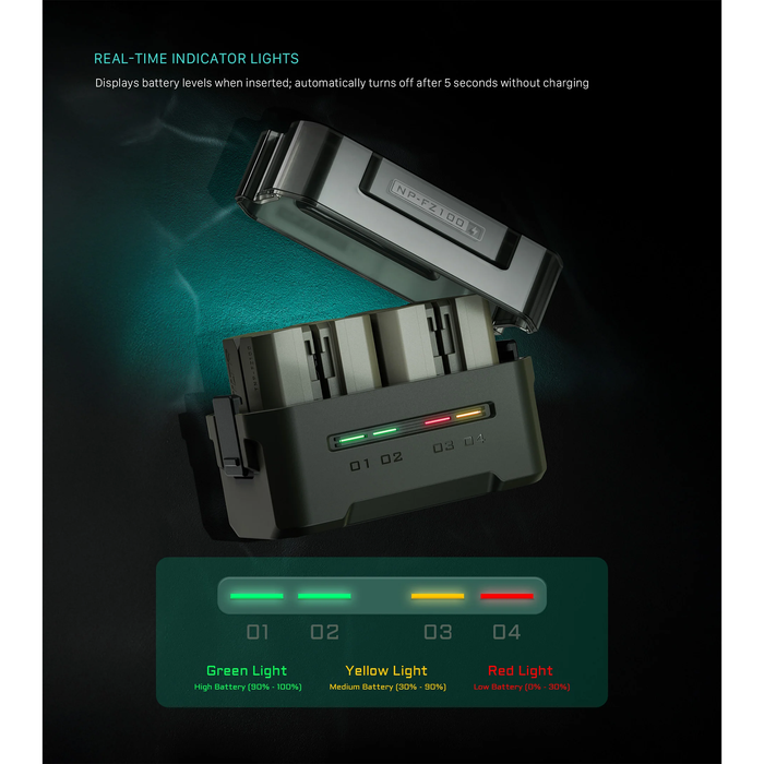 Tilta Portable 4-Bay Charging Station for NP-FZ100 Batteries – Green