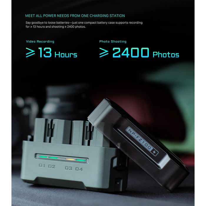 Tilta Portable 4-Bay Charging Station for NP-FZ100 Batteries – Green