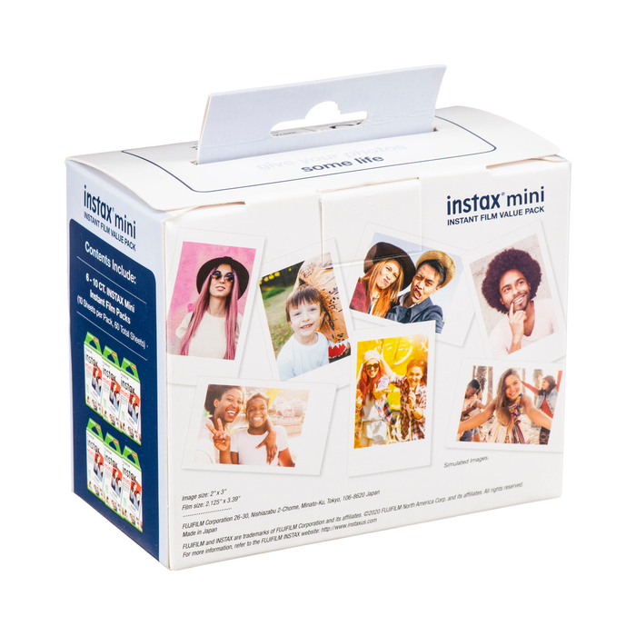 Fujifilm Instax Mini White Frame Instant Film Value Pack, White Frame - 60 Exposures