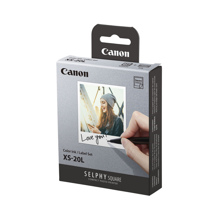 Canon Selphy Color Ink & Label XS-20L Set, 2.7 x 2.7" - 20 Sheets