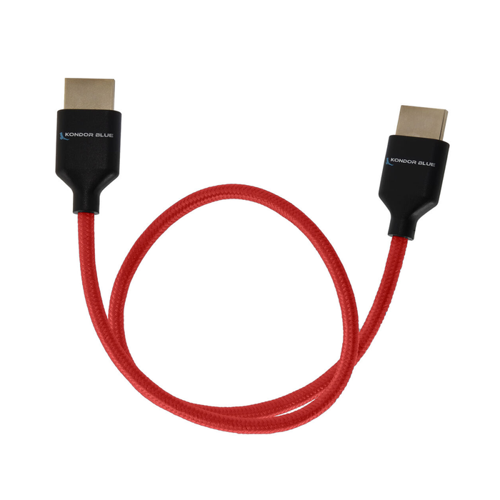 Kondor Blue 8K HDMI 2.1 17" Braided Cable for On-Camera Monitors - Cardinal Red