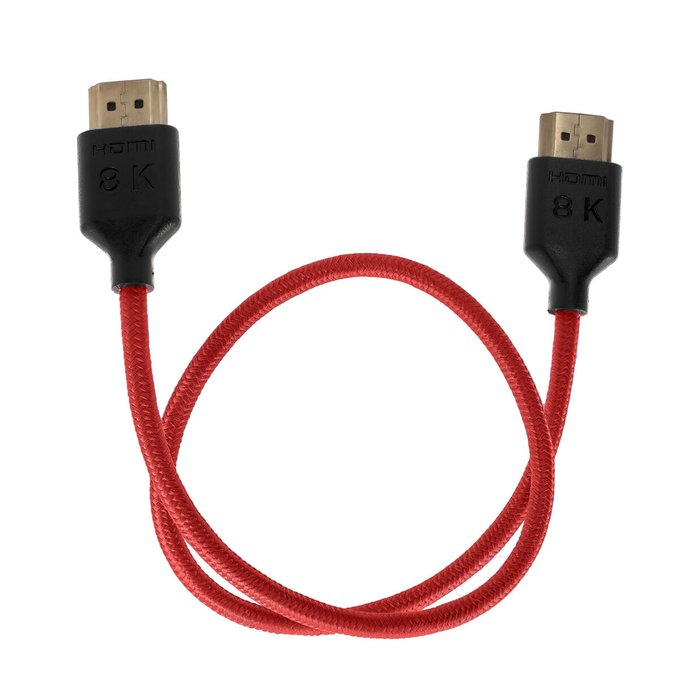 Kondor Blue 8K HDMI 2.1 17" Braided Cable for On-Camera Monitors - Cardinal Red