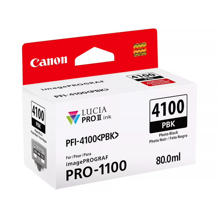 Canon PFI-4100 Photo Black Pigment Ink Cartridge for imagePROGRAF PRO-1100 Printer - 80mL