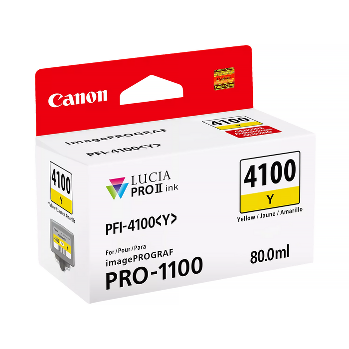 Canon PFI-4100 Yellow Pigment Ink Cartridge for imagePROGRAF PRO-1100 Printer - 80mL