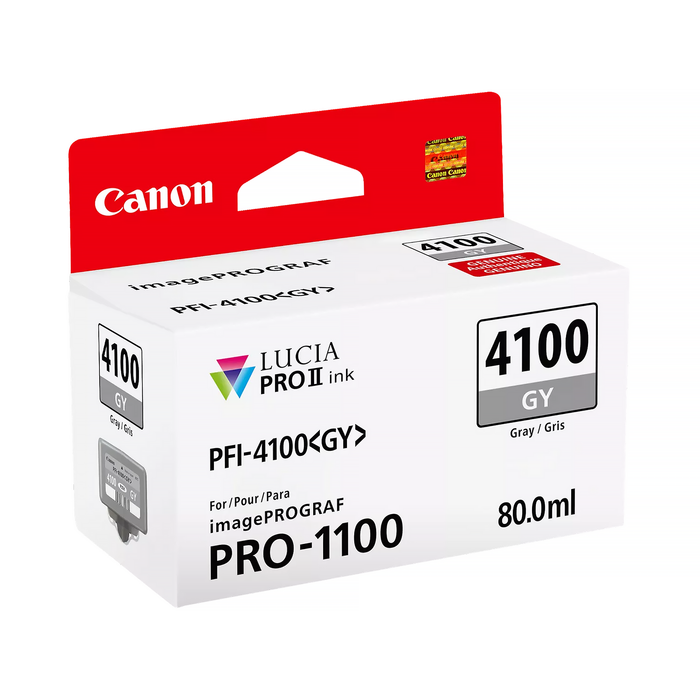 Canon PFI-4100 Gray Pigment Ink Cartridge for imagePROGRAF PRO-1100 Printer - 80mL