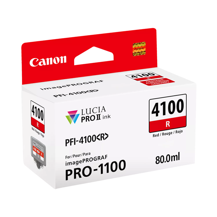 Canon PFI-4100 Red Pigment Ink Cartridge for imagePROGRAF PRO-1100 Printer - 80mL