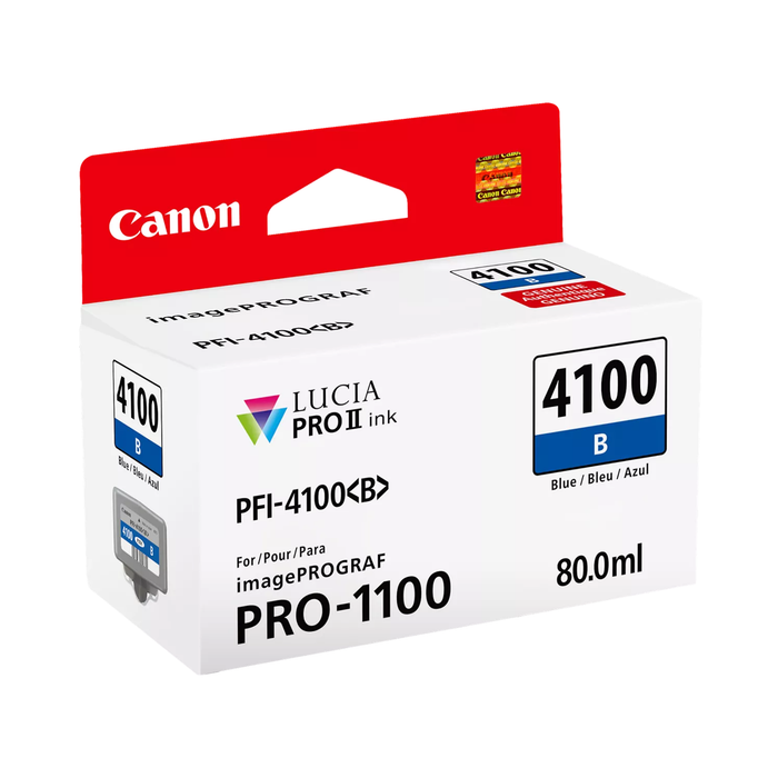 Canon PFI-4100 Blue Pigment Ink Cartridge for imagePROGRAF PRO-1100 Printer - 80mL