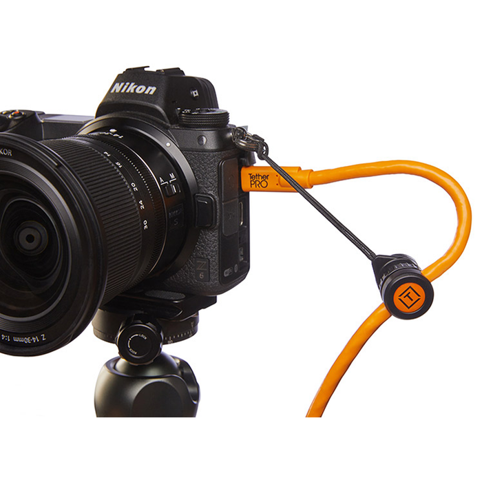 Tether Tools Starter Tethering Kit with Straight USB-C to USB-C 15’ (4.6m) High Visibility Orange Cable