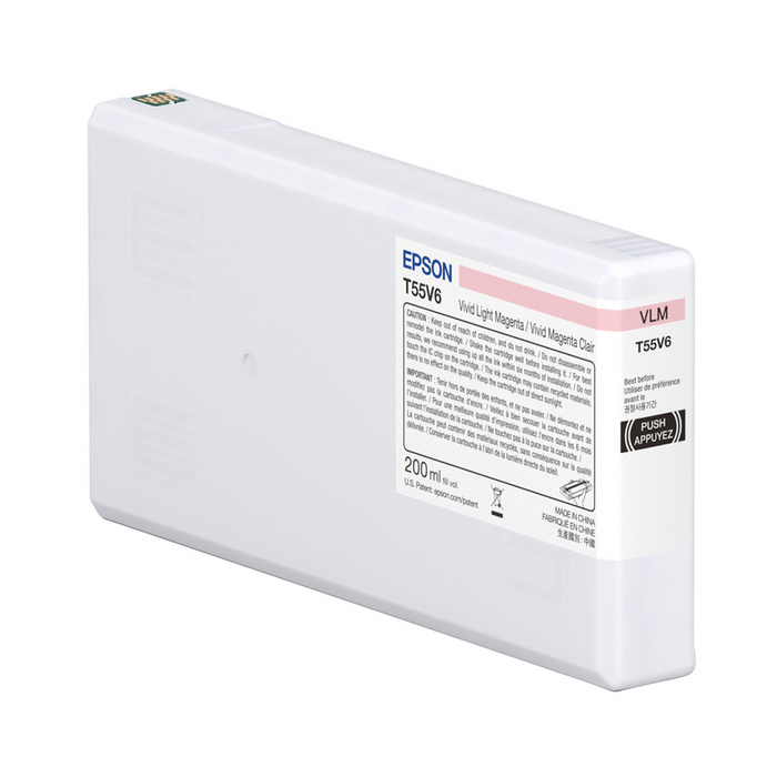 Epson T55V600 UltraChrome PRO10 Vivid Light Magenta Ink Cartridge for SureColor P5370 Printer - 200mL