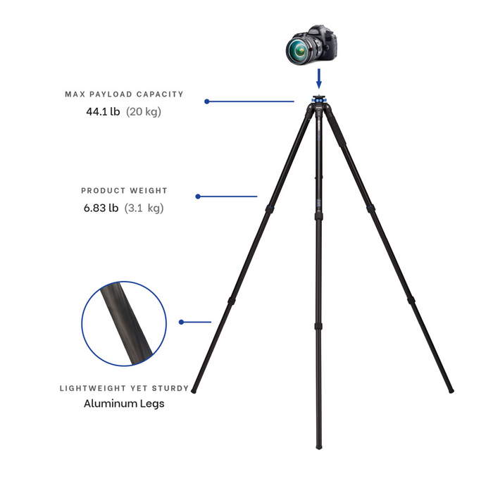 Benro TMA47AXL Mach3 AL Series 4 Extra Long 3-Section Aluminum Tripod
