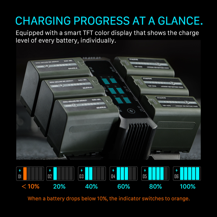 Tilta Foldable Charging Station for L-Series/NP-F Batteries (6 Channel) - Black
