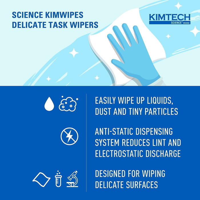Kimwipes 1-Ply Delicate Task Wipes, 4.4" x 8.2" - 286 Sheets