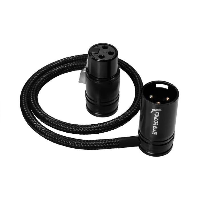 Kondor Blue 16” Straight Low Profile Right Angle XLR Cable - Raven Black