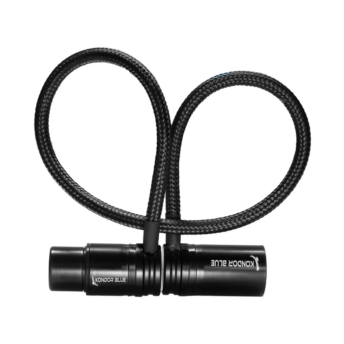 Kondor Blue 16” Straight Low Profile Right Angle XLR Cable - Raven Black
