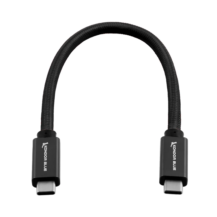 Kondor Blue 8.5" USB-C to USB-C Cable for SSD Recording & Charging, 8K Data & Power Delivery - Raven Black