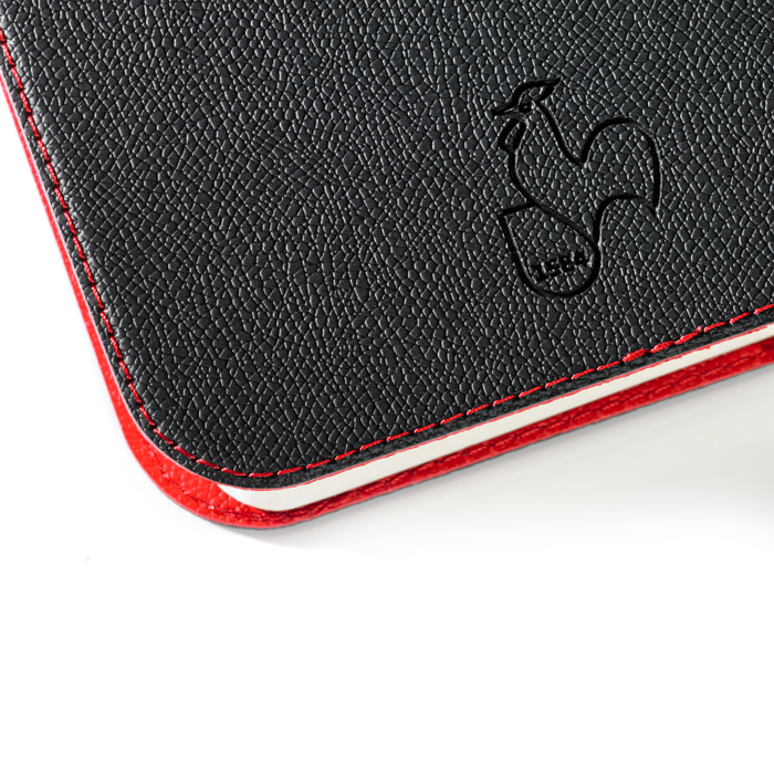 Hahnemühle DiaryFlex Notebook with Dotted Pages, 100gsm, 4.5" x 7.5" Portrait, 80 Sheets (160 Pages) - Red Interior with Black Cover