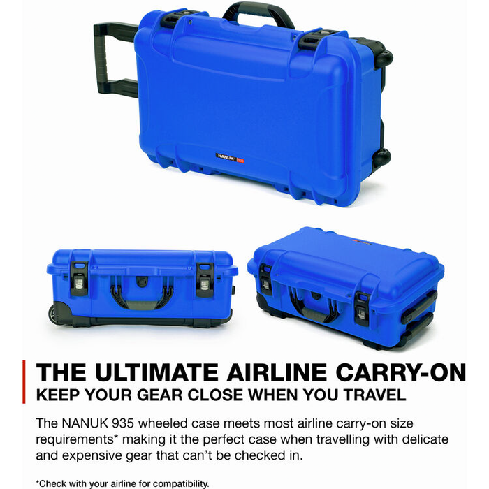 Nanuk 935 Wheeled Pro Photo Kit Protective Case with Padded Dividers & Lid Organizer - Blue