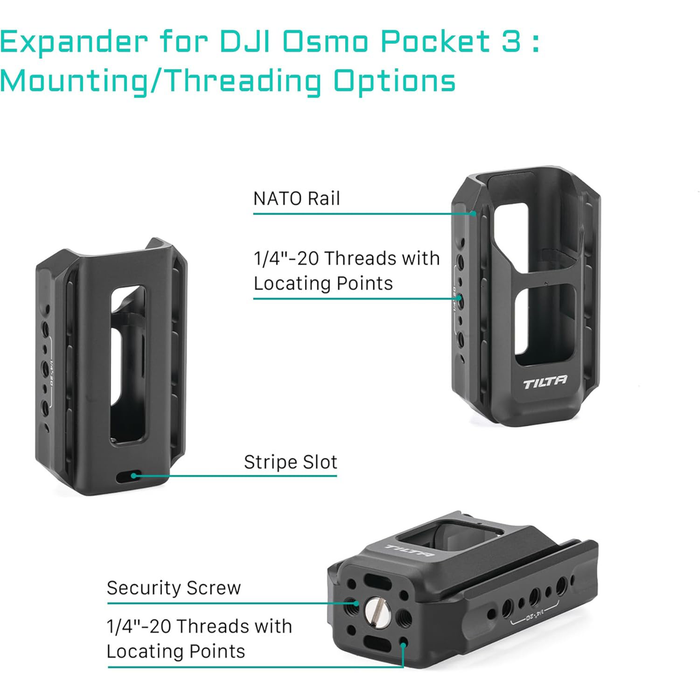 Tilta Accessory Mounting Expander for DJI Osmo Pocket 3 – Black